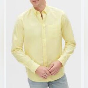 Gap Oxford Long Sleeve Button Down Yellow Shirt Untucked Fit Mens Size XL